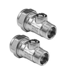 NPH 15mm Male End Flat Faced Isolation Service Valve - 15mm x 3/8" Pack of 2