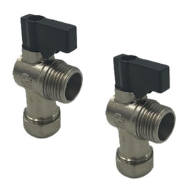 NPH 15mm x 1/2" Male Flat-Faced Angled ISO Valve with Handle Pack of 2