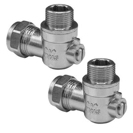 NPH 15mm x 1/2" Male Threaded Flat Faced Isolation Ball o fix Angle Valves for 1/2" Flexible Tap Connector (Pair)