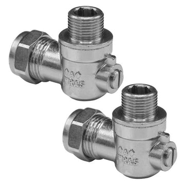 NPH 15mm x 3/8" Male Threaded Flat Faced Isolation Ball o fix Angle Valves for 3/8" European Flexible Tap Connector (Pair)