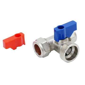 NPH Washing Machine Valve and Tee Handle, Silver, 15mm x 15mm x 3/4-inch BSP