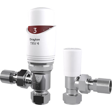 Drayton TRV4 15mm Angled With Lockshield 15 x 1/2 " White   ( 0707260 )