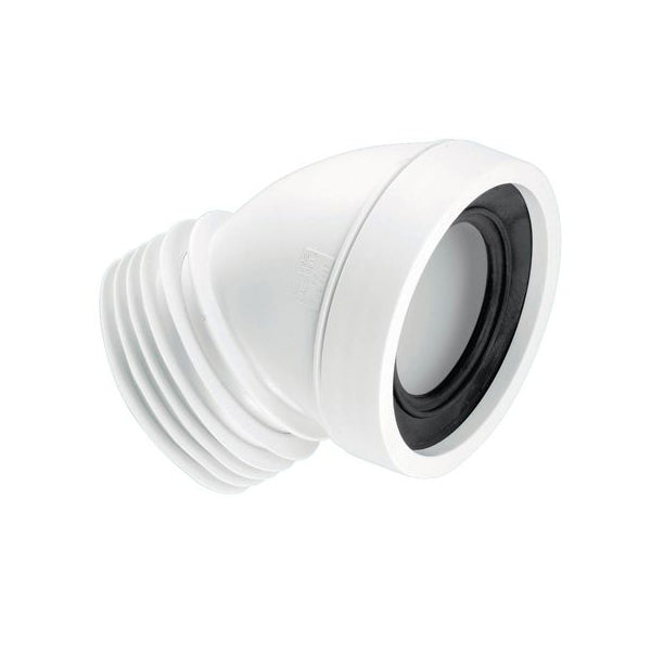 McAlpine WC-CON16 45° Angle Rigid WC Connector White 110mm