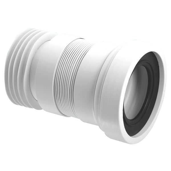 McAlpine WC-F18R Straight Flexible WC Pan Connector White 110mm (100-160mm)